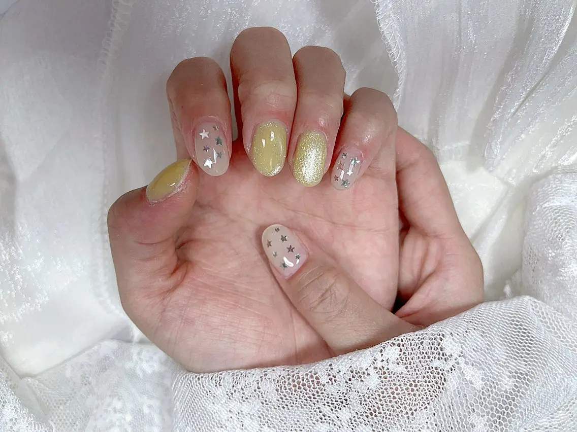 ネイル アートネイル オーロラネイル ガーリー キラキラネイル 韓国ネイル Ayumi NailSalonUのネイルデザイン
