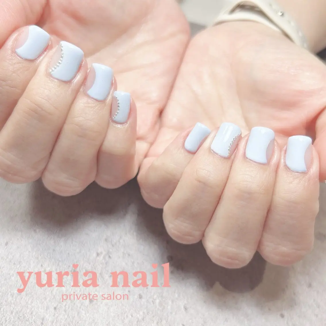 ネイル アートネイル ブルー ジェルネイル パステルネイル ハンドネイル 小林 ゆりあのネイルデザイン