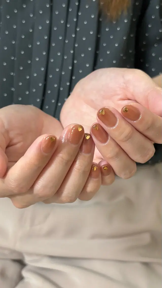 ネイル ブラウン ワンカラーネイル ピンク ハンドネイル moufu.nail /sayaka 本町のネイルデザイン