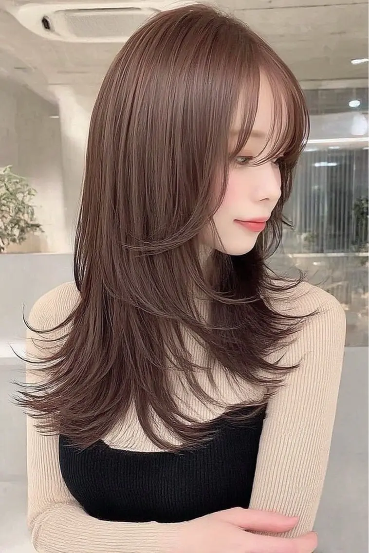 ロング カラー ヘアカラー 🍒モテ暖色カラー × うる艶✧ ゆなのヘアスタイル