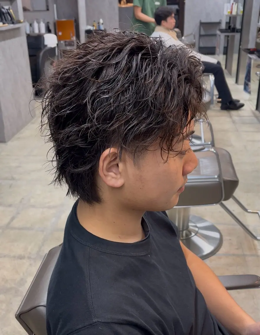 パーマ メンズ カット パーマ 岡本 悠聖のヘアスタイル