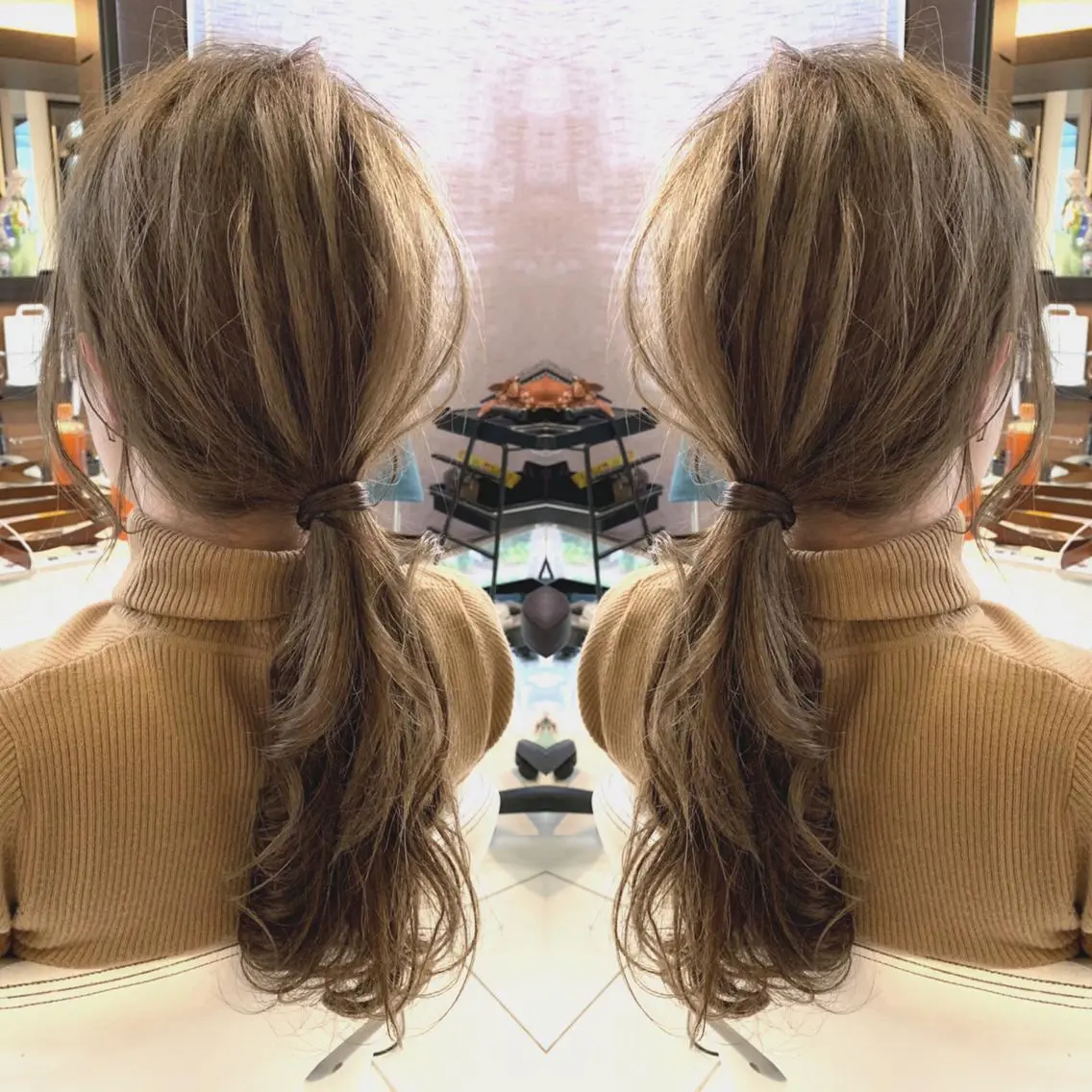 セミロング カラー ヘアアレンジ Merci メルシー 福岡、今泉のヘアスタイル