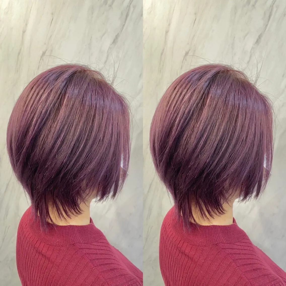 ショート パープルカラー 髪質改善 縮毛矯正 トリートメント カット ヘアカラー トリートメント roygbiv ✨髪質改善✨美髪✨のヘアスタイル