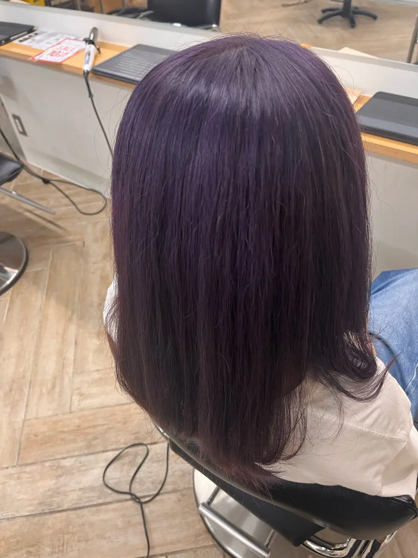 セミロング カラー ブリーチ ピンクカラー パープルカラー 縮毛/パーマ/カラー LUVISM佐藤里咲のヘアスタイル
