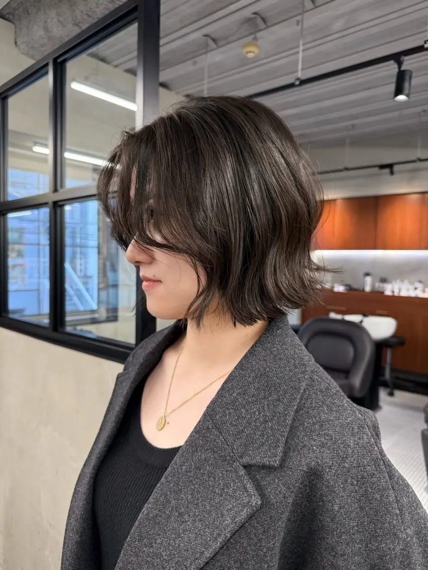 ショート カラー パーマ カット パーマ トリートメント レイヤーボブパーマ 暖色カラーayuのヘアスタイル