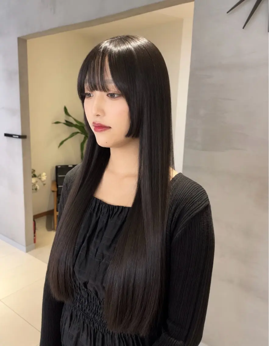 ロング 顔周りカット 姫カット カット ヘアカラー トリートメント 顔周りレイヤー 髪質改善 / AYUのヘアスタイル