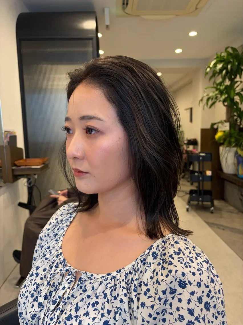 ミディアム 髪質改善 レイヤーカット トリートメント カット ヘアカラー トリートメント 銀座/髪質改善/ 艶カラー/岸田佳祐のヘアスタイル
