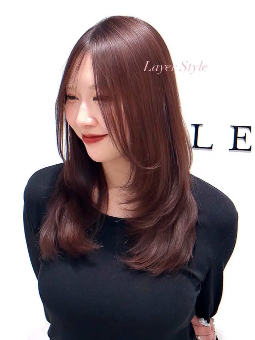 ミディアム カラー ブラウンカラー ピンクカラー ピンクブラウン レイヤーカット カット ヘアカラー トリートメント ヘアセット/ミニボブ /レイヤー 山田寛菜のヘアスタイル