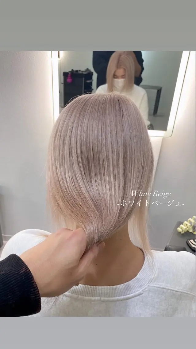ロング カラー ベージュカラー ホワイトベージュ ヘアカラー 大阪ケアブリーチ/ ミルクティーベージュのヘアスタイル