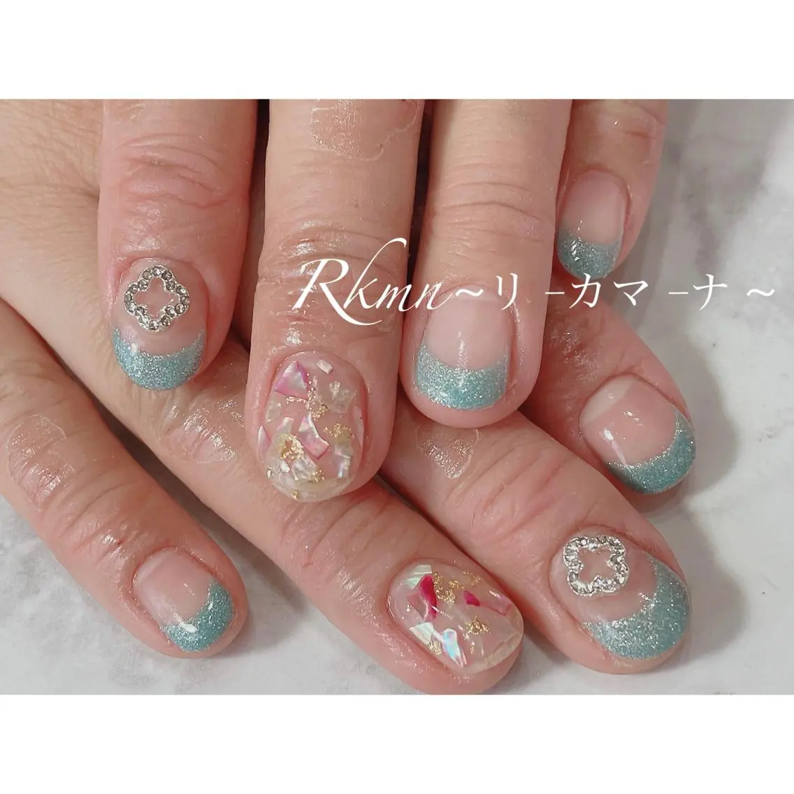 ネイル アートネイル フレンチネイル ラメ(グリッター) 春ネイル ハンドネイル フットネイル ハンドケア Rkmn ~リ-カマ-ナ~のネイルデザイン
