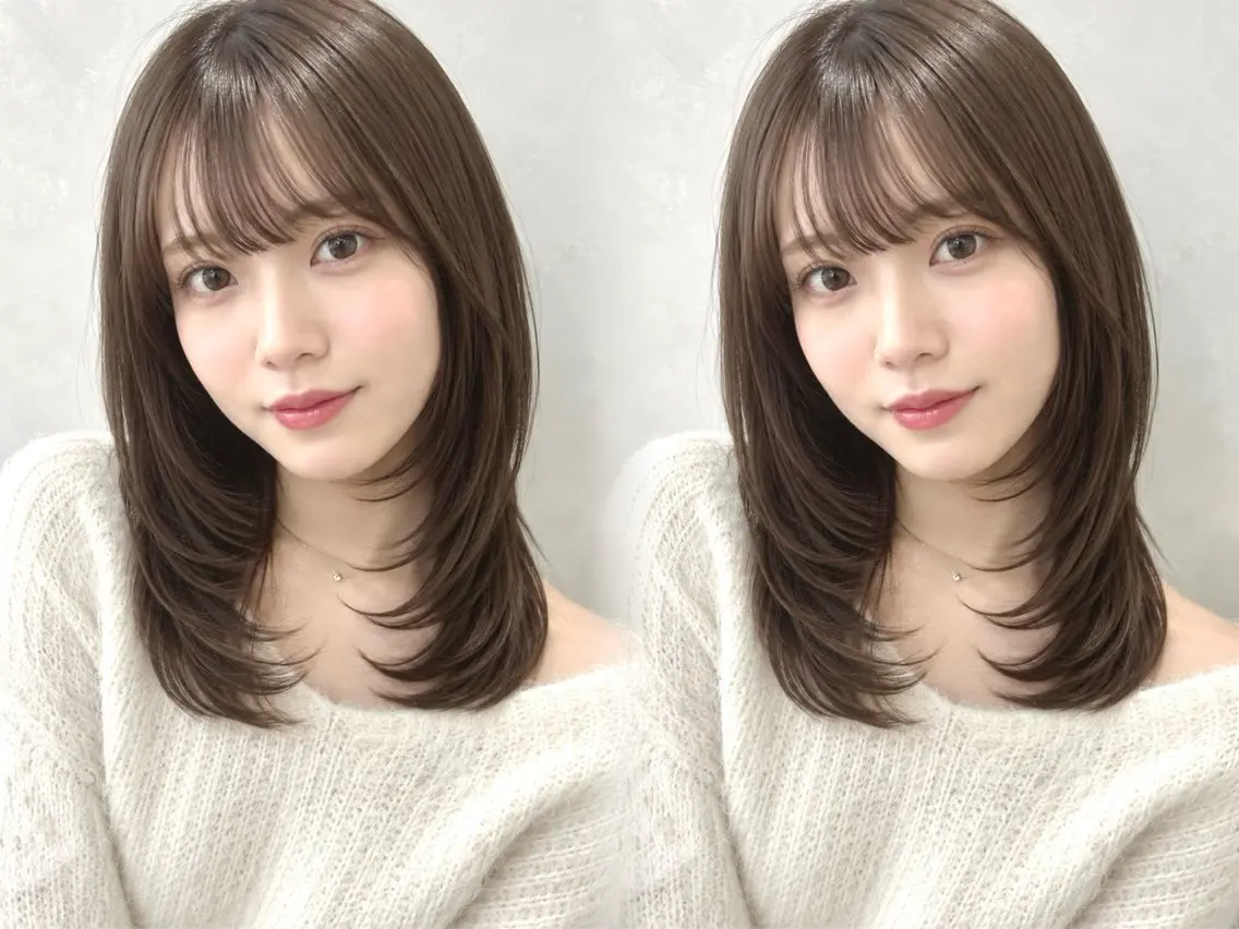 ミディアム カラー ミディアムレイヤー レイヤーカット 小顔カット カット ヘアカラー トリートメント 池袋/小顔レイヤー/ 顔まわり/taigaのヘアスタイル
