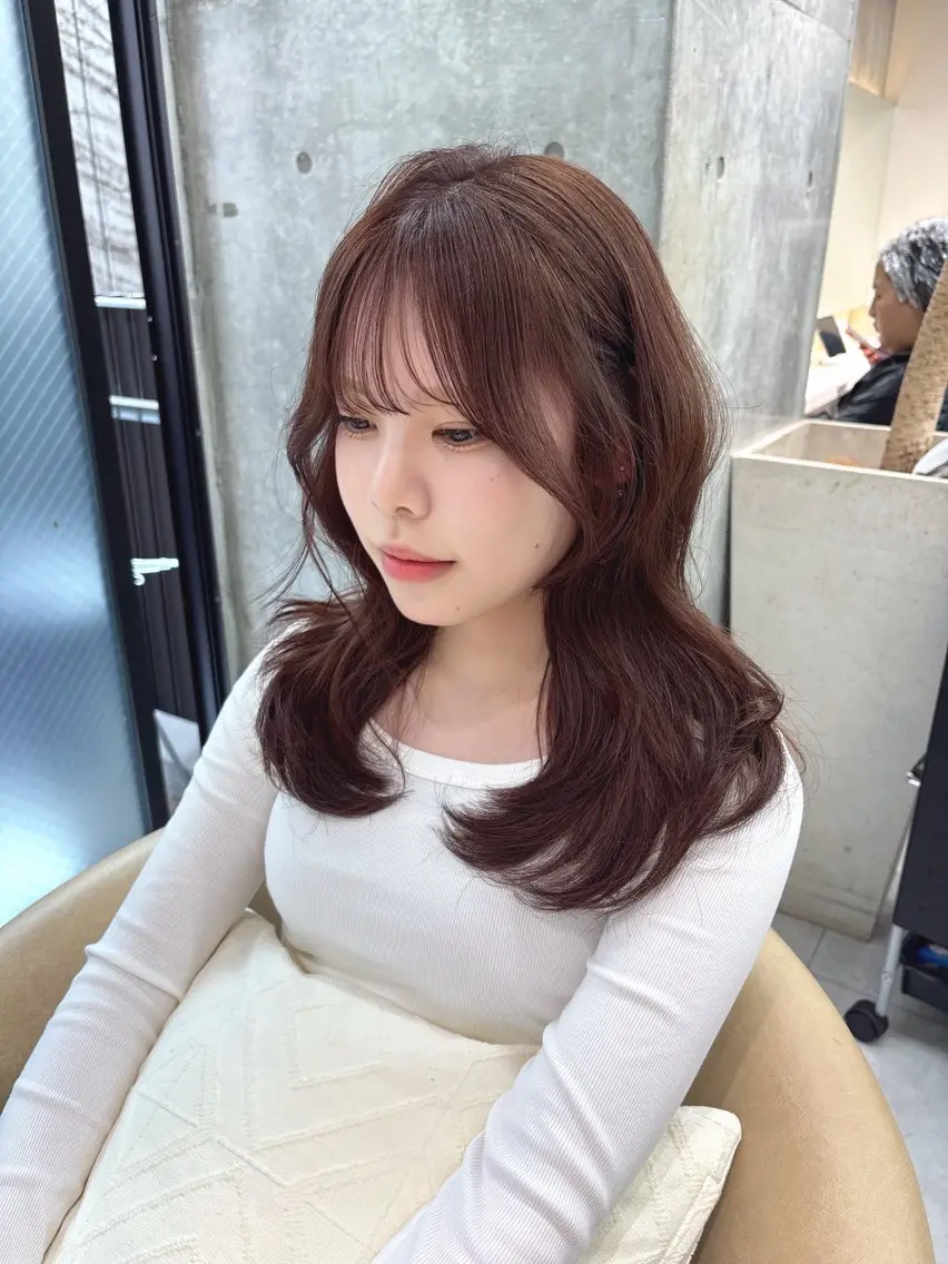 セミロング カット ヘアカラー トリートメント 顔周り🇰🇷韓国 レイヤー/モエのヘアスタイル