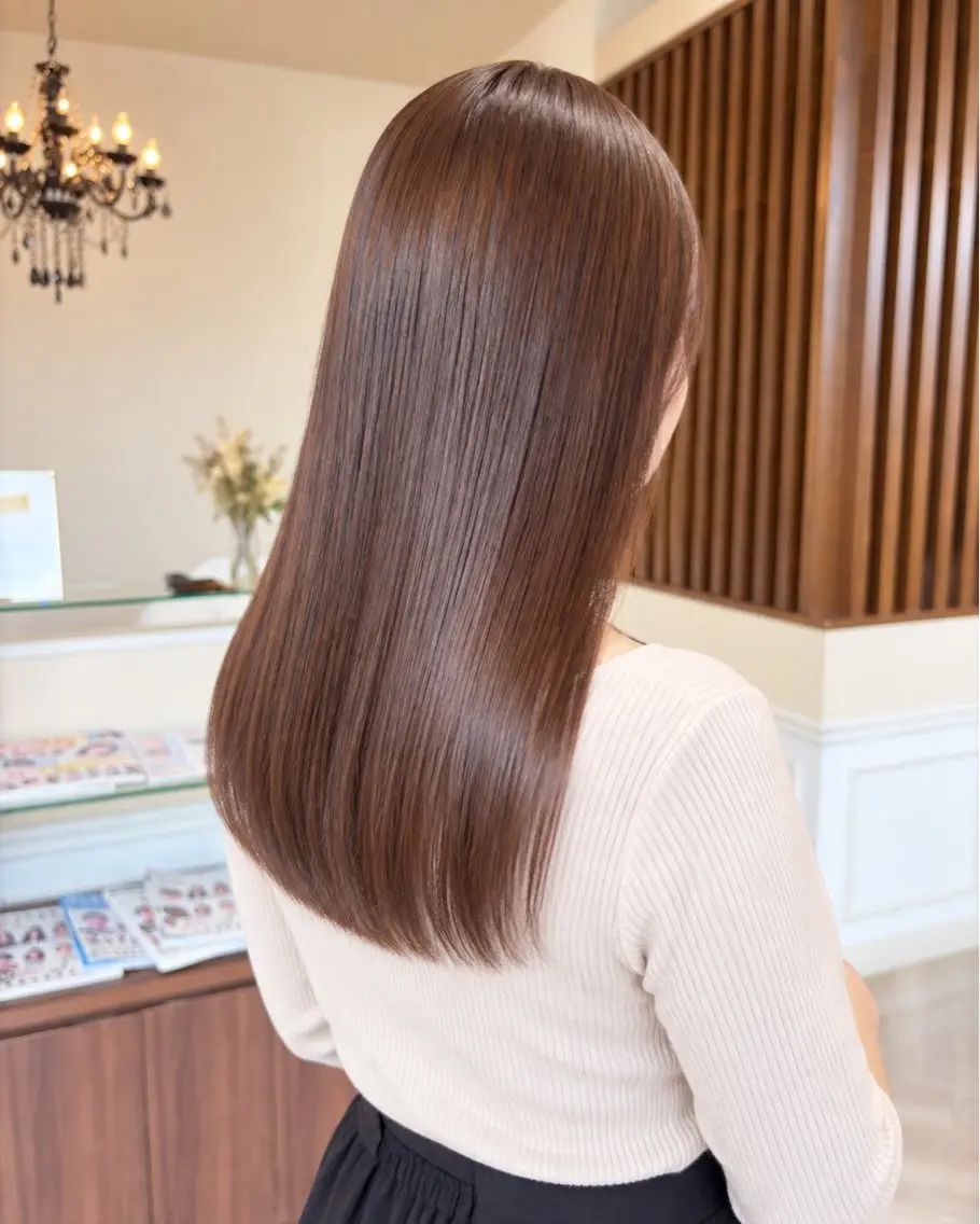 セミロング 縮毛矯正 縮毛矯正 Defi都南/神山 真柚のヘアスタイル