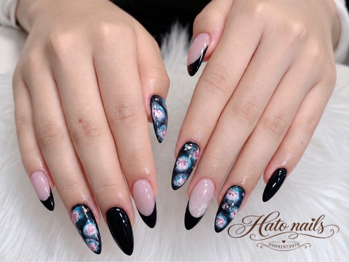 ネイル アートネイル フレンチネイル 韓国ネイル ロングネイル 持ち込み Hato Nailsのネイルデザイン