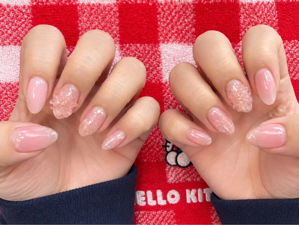 ネイル アートネイル オーロラネイル キラキラネイル ラメ(グリッター) ピンク ハンドネイル Kii nailのネイルデザイン