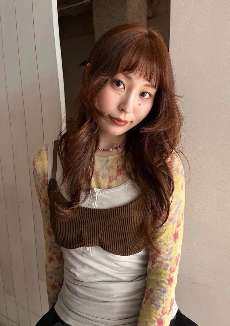 ロング オレンジブラウン ヘアカラー chura/ カットモデル募集中のヘアスタイル
