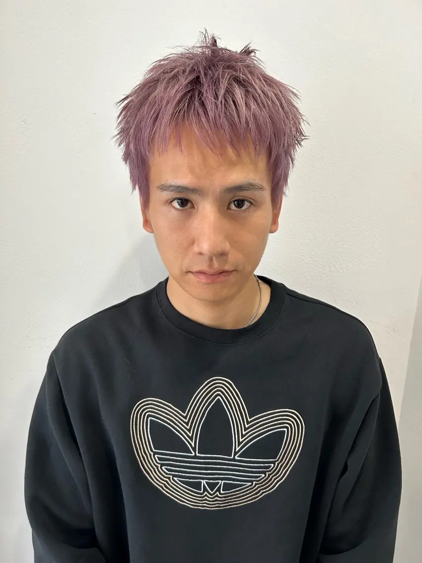 ショート カラー メンズ メンズブリーチ ブリーチ ケアブリーチ ピンクカラー カット ヘアカラー トリートメント 村上雅人 ナチュラルモードのヘアスタイル