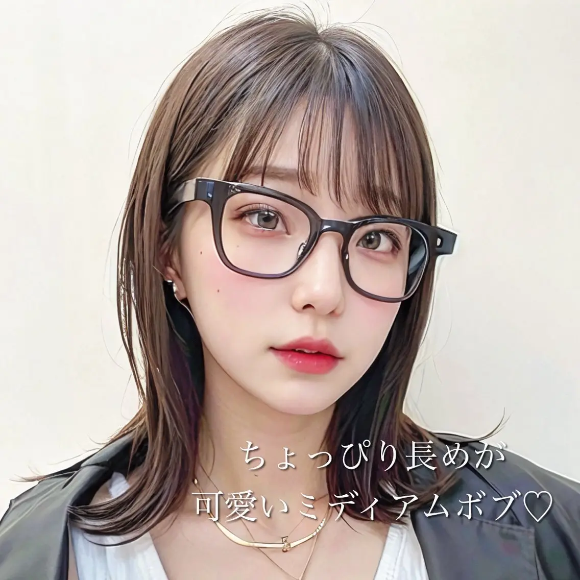 ミディアム ボブ ゆうとレイヤーカット ショートカットパーマのヘアスタイル