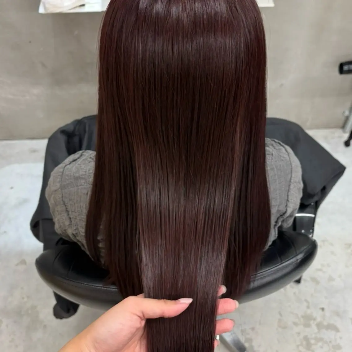 ロング レッドブラウン カット ヘアカラー 韓国レイヤー/暖色 カラー/KOTONEのヘアスタイル