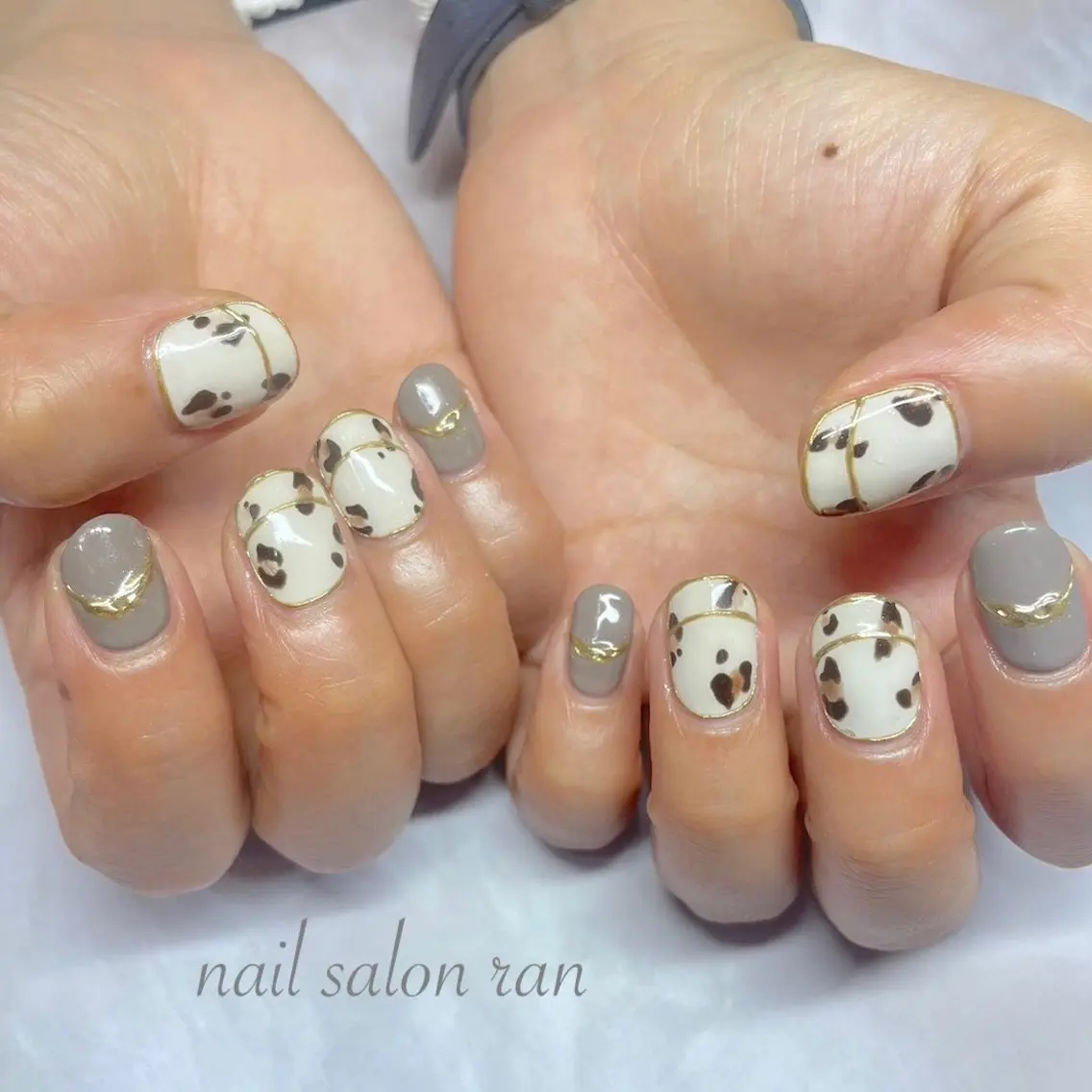ネイル アニマル柄 フレンチネイル ハンドネイル ハンドケア nailsalon ranのネイルデザイン