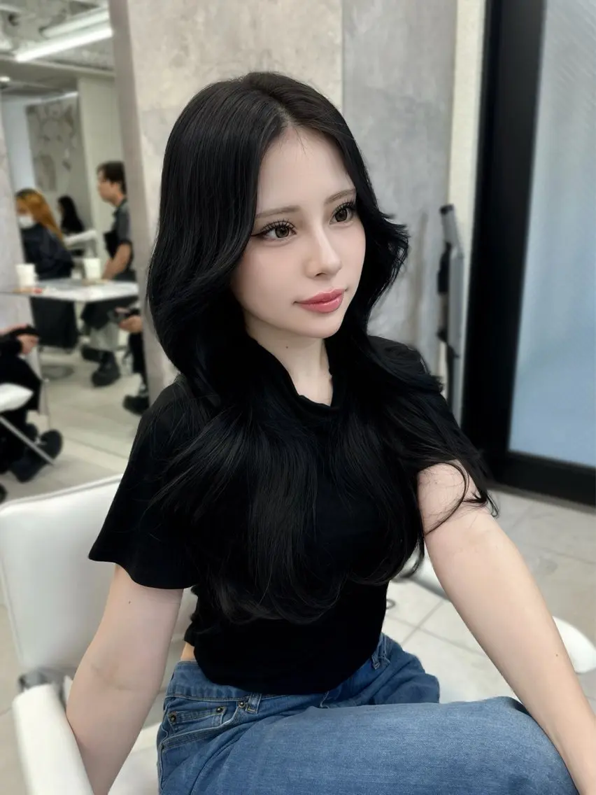 ロング のり🐼顔まわり/ 韓国/レイヤーカットのヘアスタイル