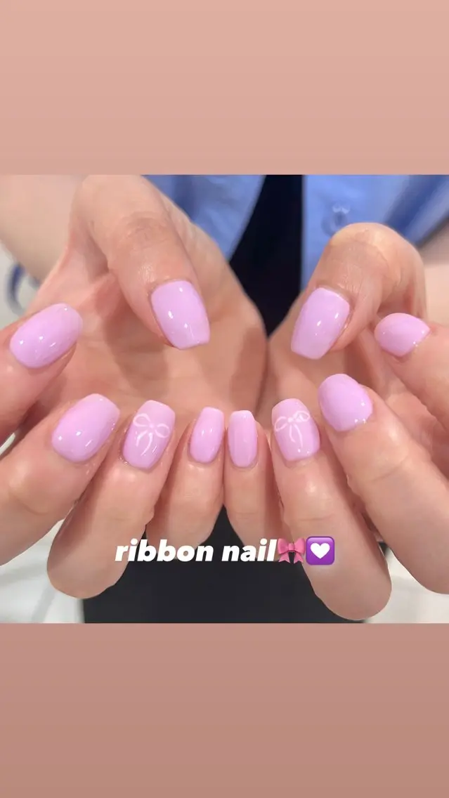 ネイル アートネイル リボン ハンドネイル 🎀チーク/ちゅるん 🫧chisa🎀のネイルデザイン