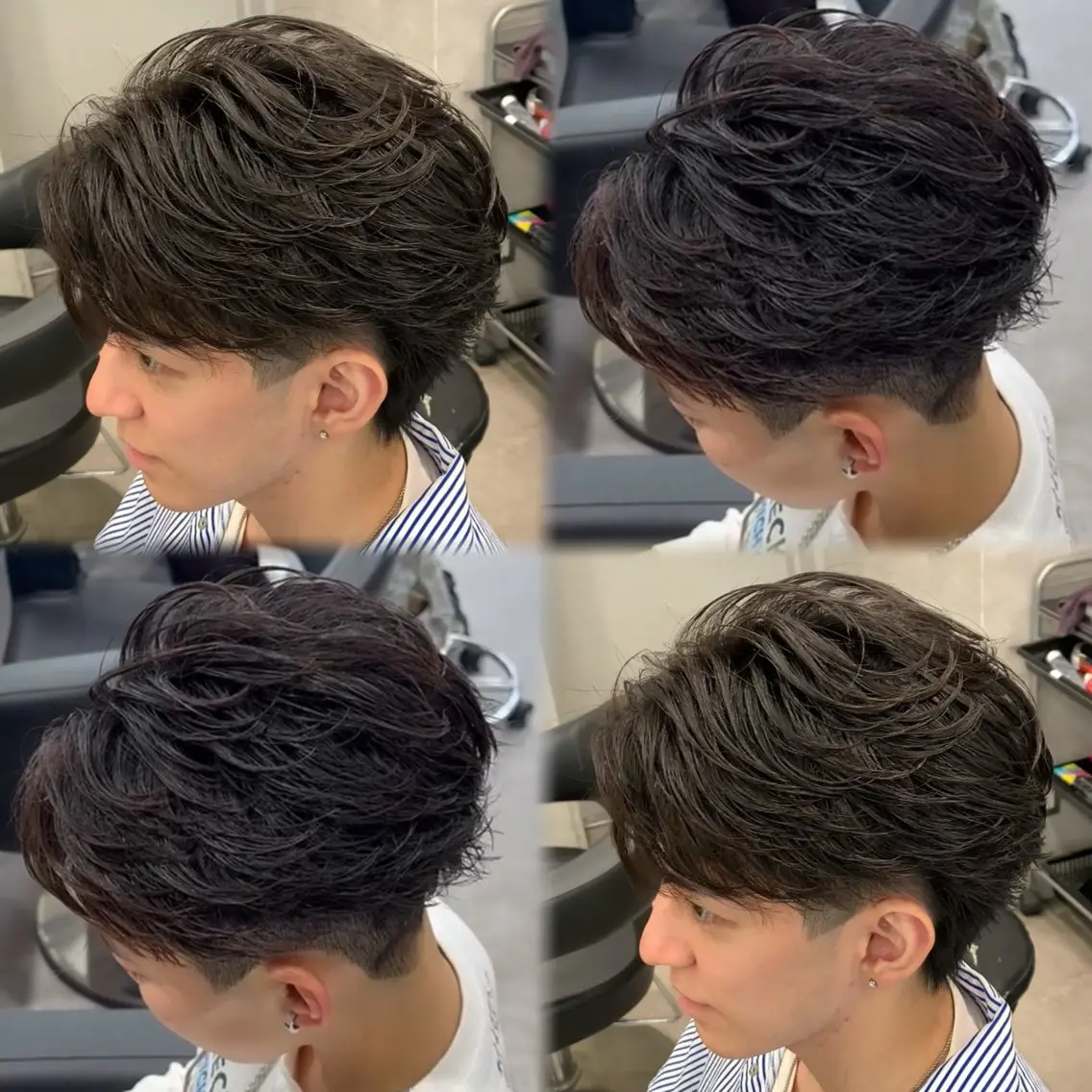 ミディアム パーマ ヘアアレンジ メンズ ミディアムパーマ フェザーパーマ メンズパーマ ニュアンスパーマ カット パーマ トリートメント ヘッドスパ ヘアセット メンズフェザーパーマ 💫曲がる縮毛矯正のヘアスタイル