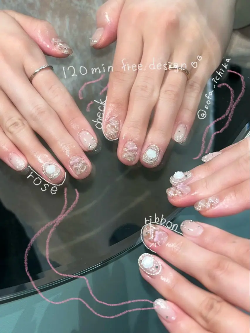 ネイル ハンドネイル ‎🤍透け艶𐙚 ICHIKAのネイルデザイン