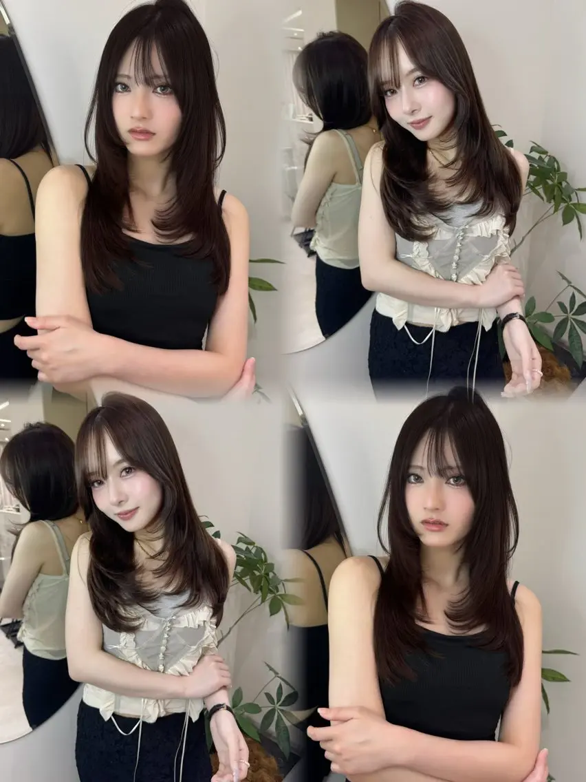 セミロング カット トリートメント レイヤーカット⭐︎ 韓国ヘア⭐︎YUKAのヘアスタイル
