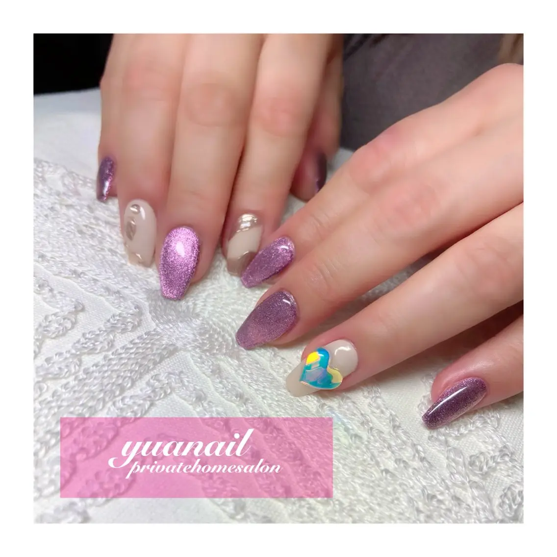 ネイル アートネイル ハート 氷ネイル・うるうるネイル YÜA NAILのネイルデザイン