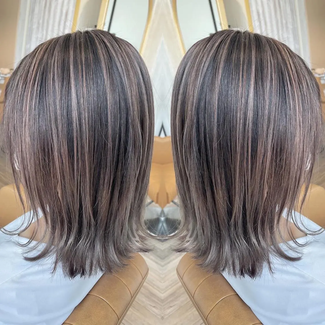 ミディアム カラー アッシュ グレージュ 外国人風カラー レイヤーカット ヘアカラー トリートメント 河合秀明/ショート /ボブ/レイヤーのヘアスタイル