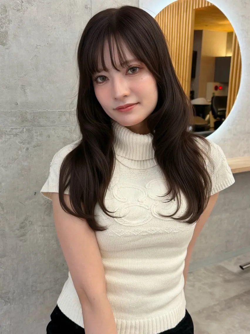 【💕大人気💕】カット＋カラー＋Aujuaトリートメント　¥11510《顔周りレイヤー・ブリーチなしカラー》の写真