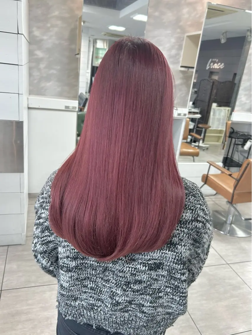 ロング パープルカラー カット ヘアカラー レイヤー/艶髪カラー 森本くるみのヘアスタイル