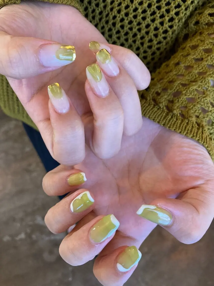 ネイル グリーン ハンドネイル DEEP nail salonのネイルデザイン