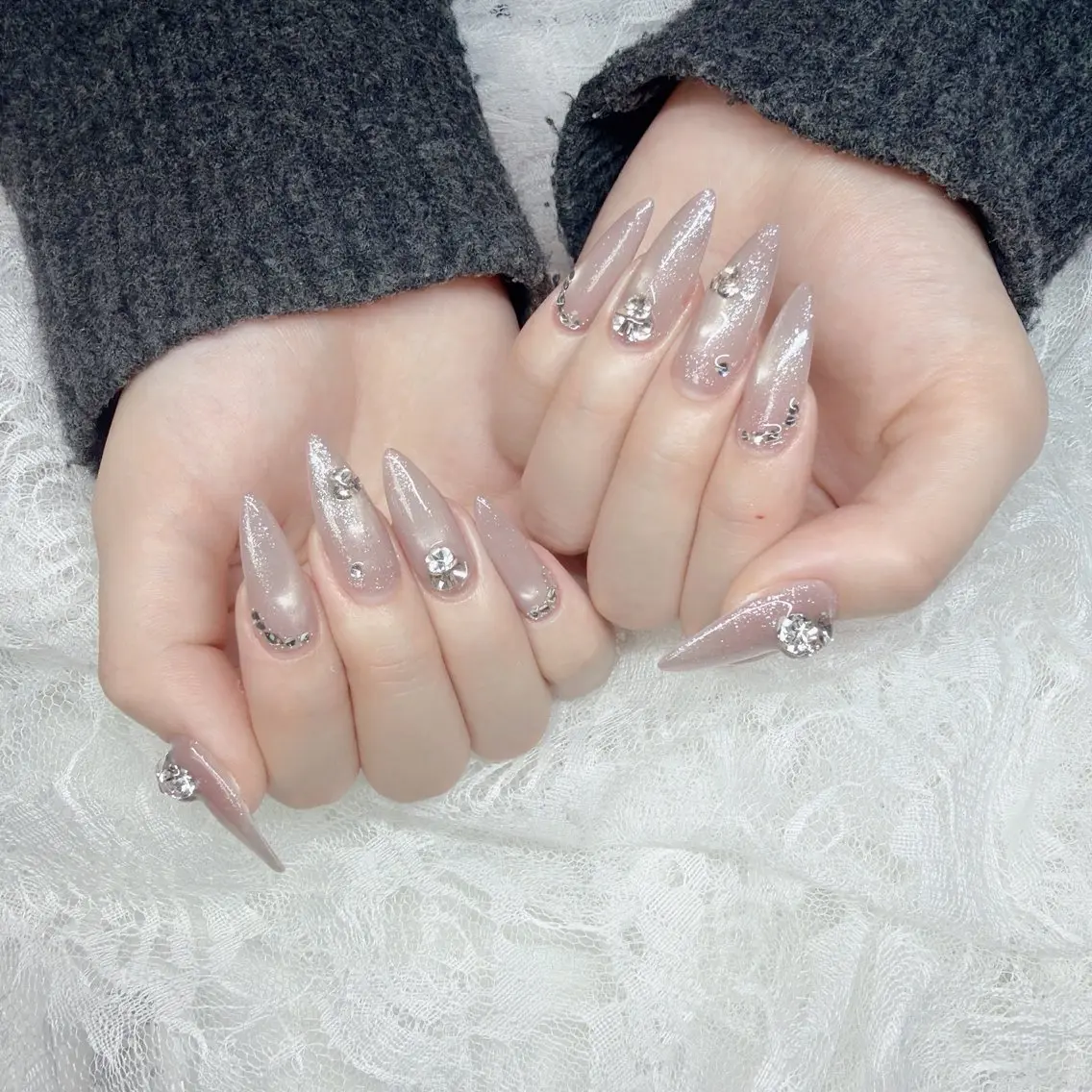 ネイル アートネイル ジェルネイル 韓国ネイル リボン ワンホンネイル ハンドネイル Lana Nailのネイルデザイン