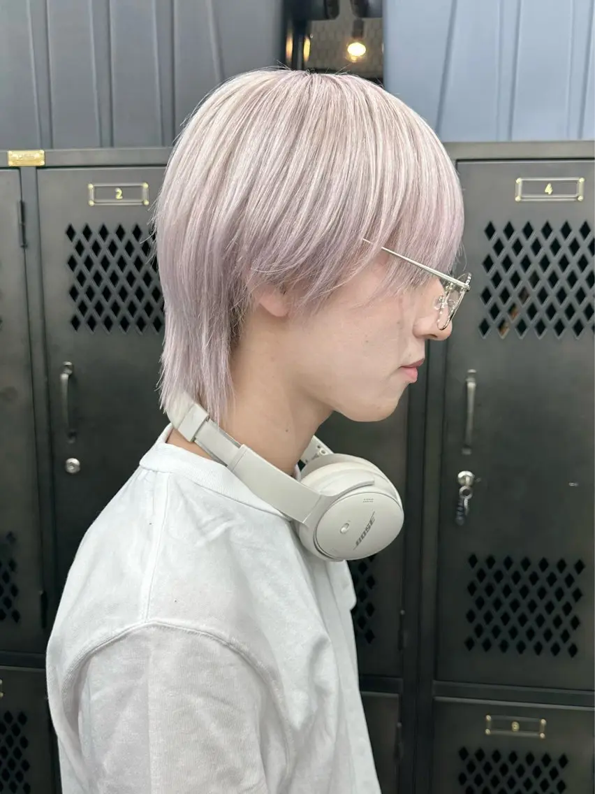 ロング カラー メンズ マッシュウルフ マッシュ シースルーマッシュ メンズウルフカット ウルフカット ヘアカラー トリートメント メンズ特化 🦋KANOKO🦋のヘアスタイル