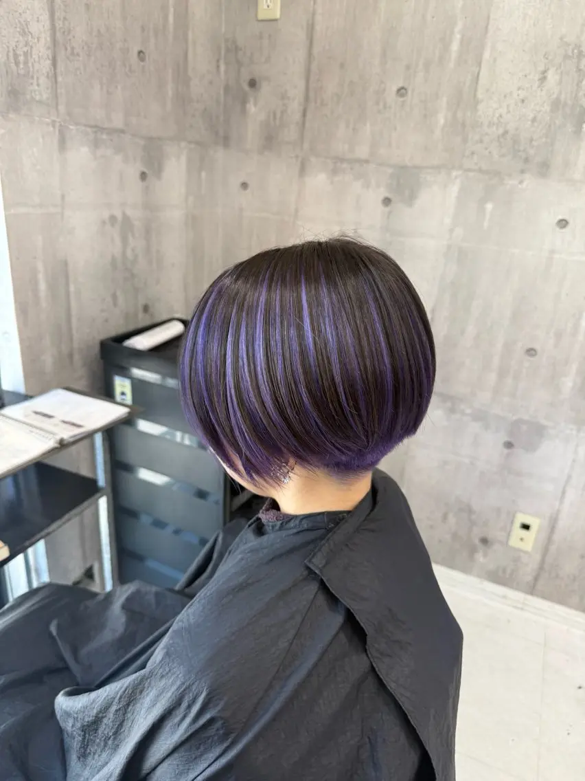ショート カラー メンズ ヘアカラー トリートメント 推しカラー🌈青、紫 デザイン💎かずきのヘアスタイル