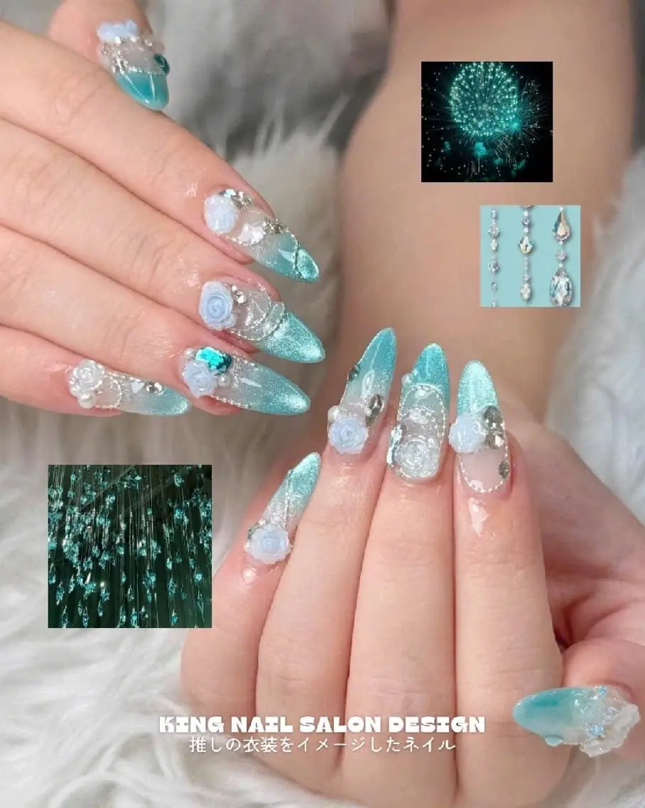 ネイル アートネイル 長さ出し フレンチネイル 韓国ネイル マグネットネイル ハンドネイル KING Nailのネイルデザイン