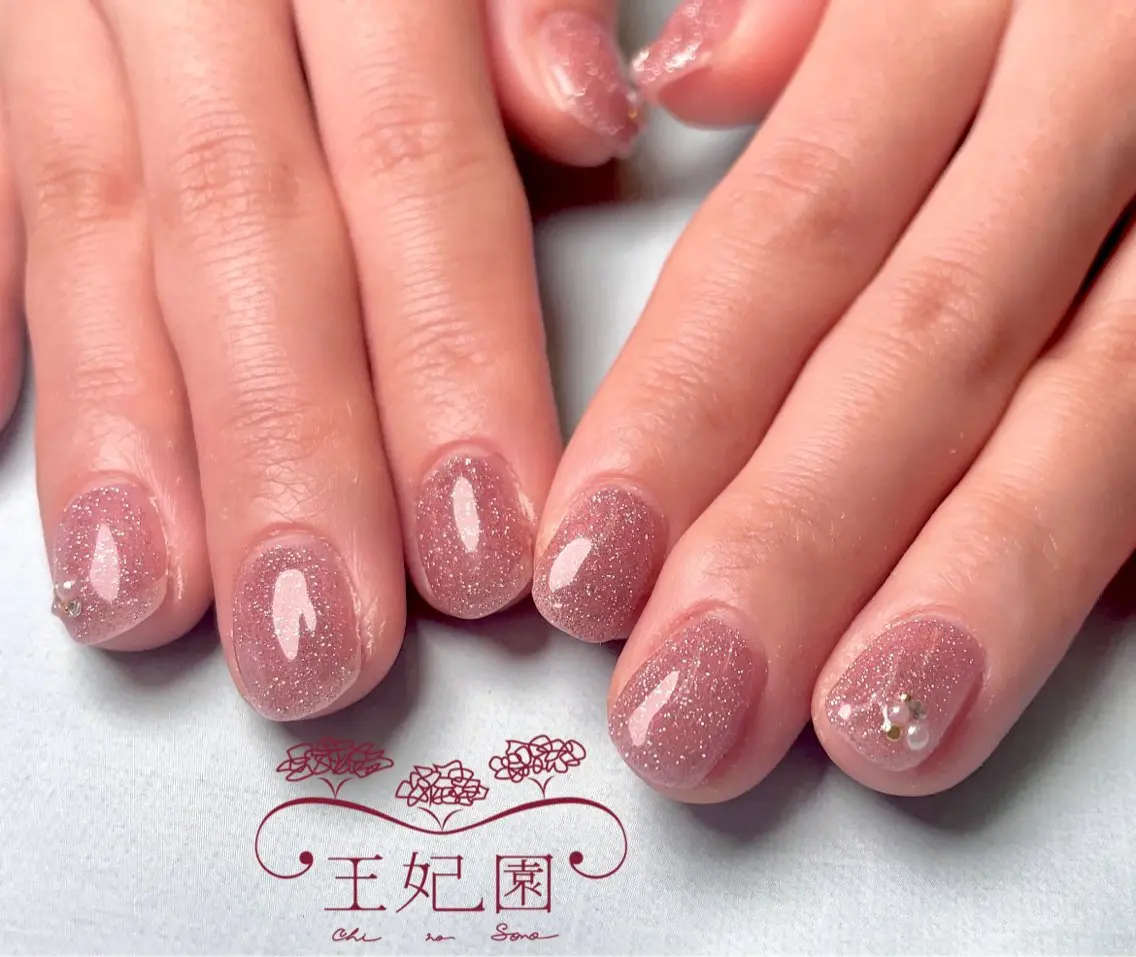 ネイル クリアネイル フラッシュネイル フレンチネイル ガラスフレンチ ラメ(グリッター) 王妃の園 ohinosonoのネイルデザイン