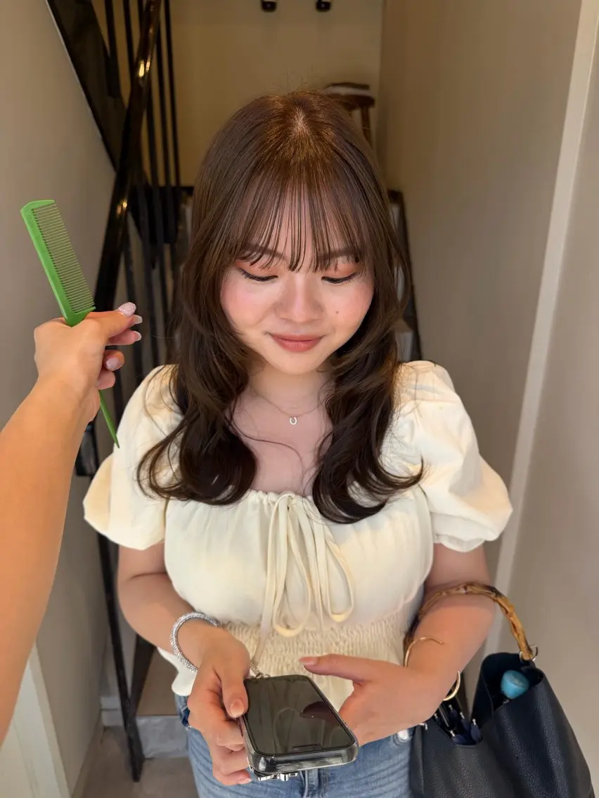 セミロング カラー カット ヘアカラー 桑本 さと子のヘアスタイル
