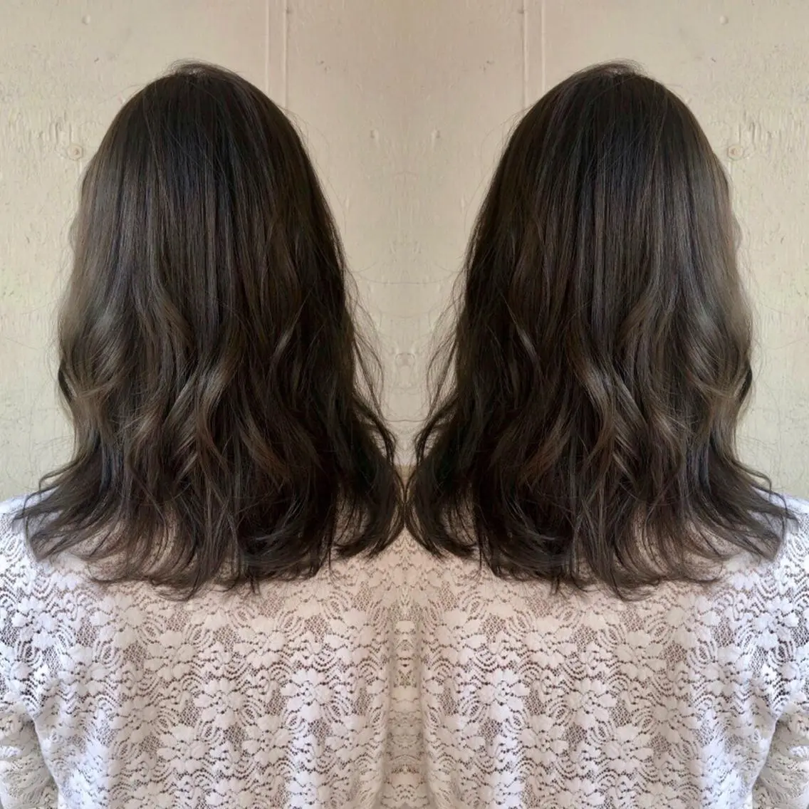 ミディアム アッシュ カット ヘアカラー トリートメント あらき ちさとのヘアスタイル