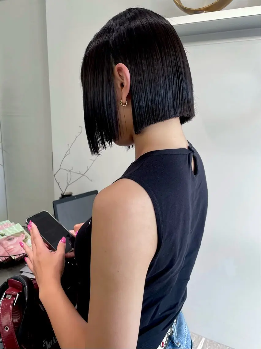 ショート カラー 縮毛矯正 カット 縮毛矯正 HARUKA/原宿 縮毛矯正/姫カットのヘアスタイル