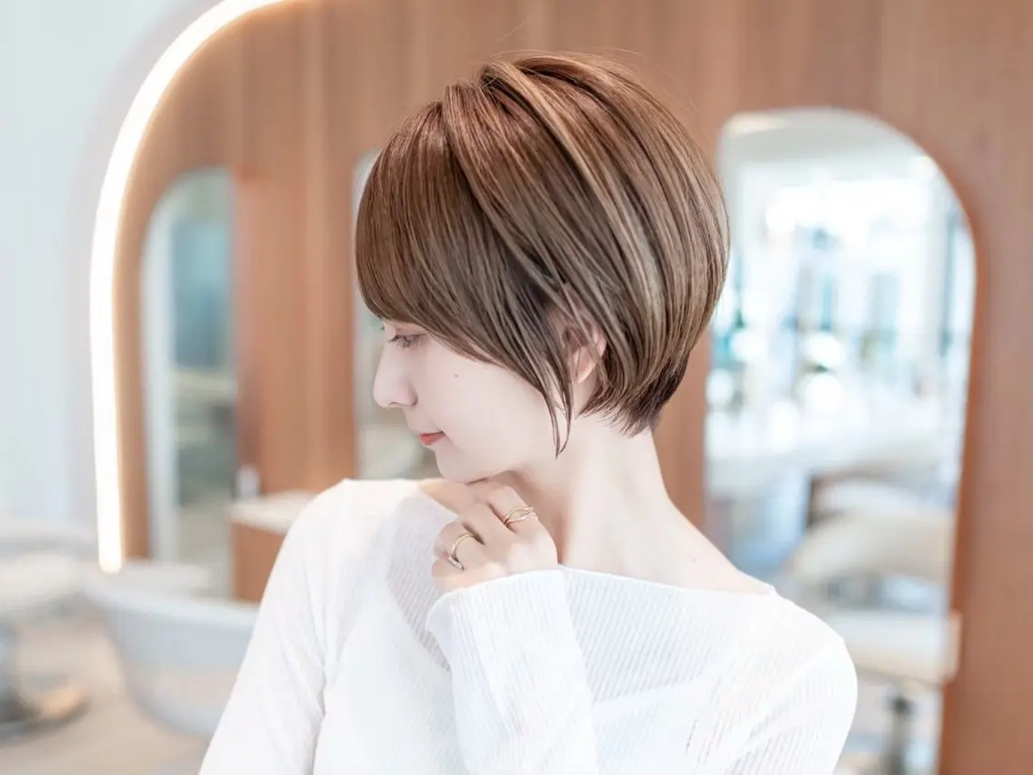 ショート カラー ショートボブ 丸みショート イルミナカラー ボブ くびれヘア カット ヘアカラー トリートメント 渋谷ボブ特化 /田中航平のヘアスタイル