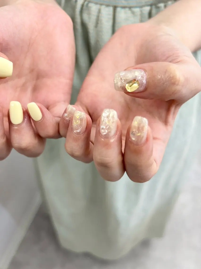 ネイル クリアネイル ジェルネイル ラメ(グリッター) マグネットネイル ニュアンスネイル ハンドネイル ハンドケア Bana_ Nailのネイルデザイン
