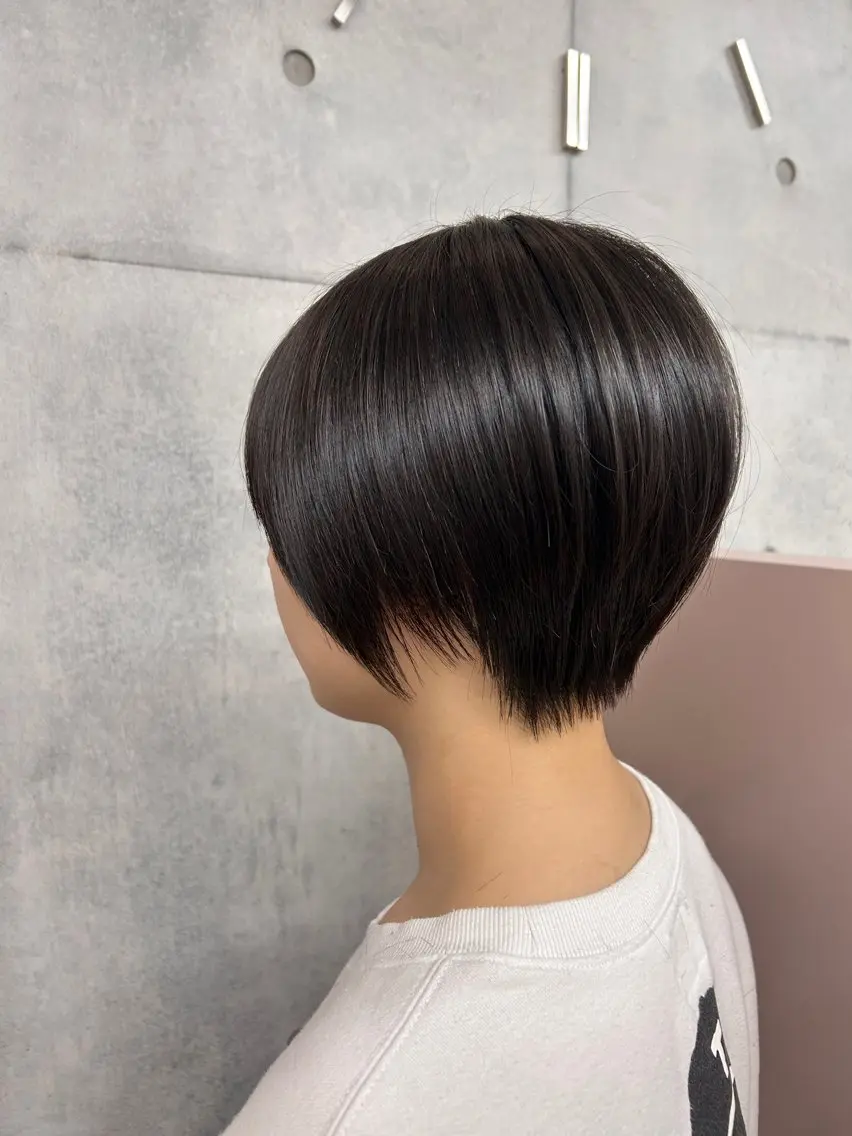 ショート ヒナ/レイヤーカット 艶感ワンカラーのヘアスタイル