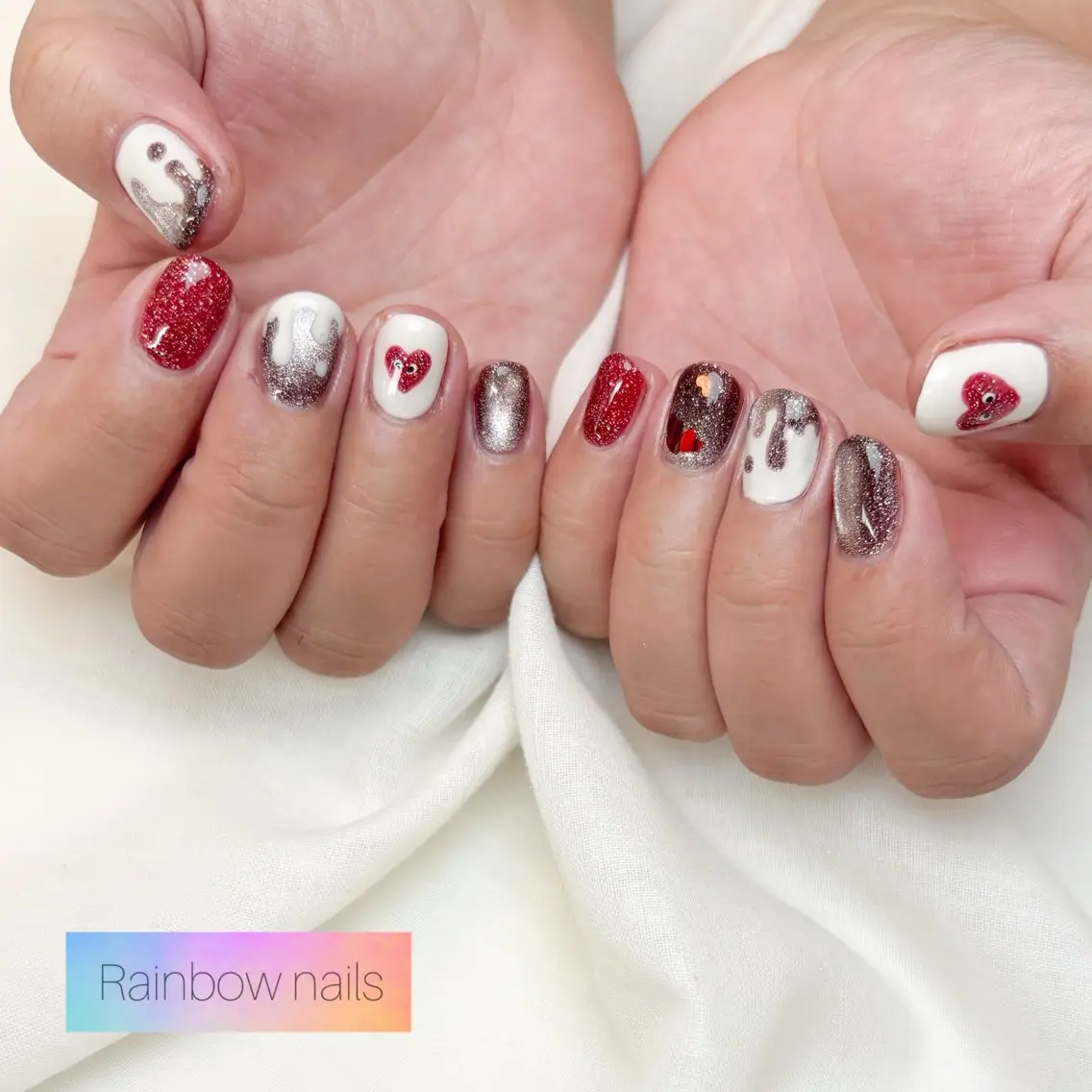 ネイル ハンドネイル Rainbow nailsくろちゃんのネイルデザイン