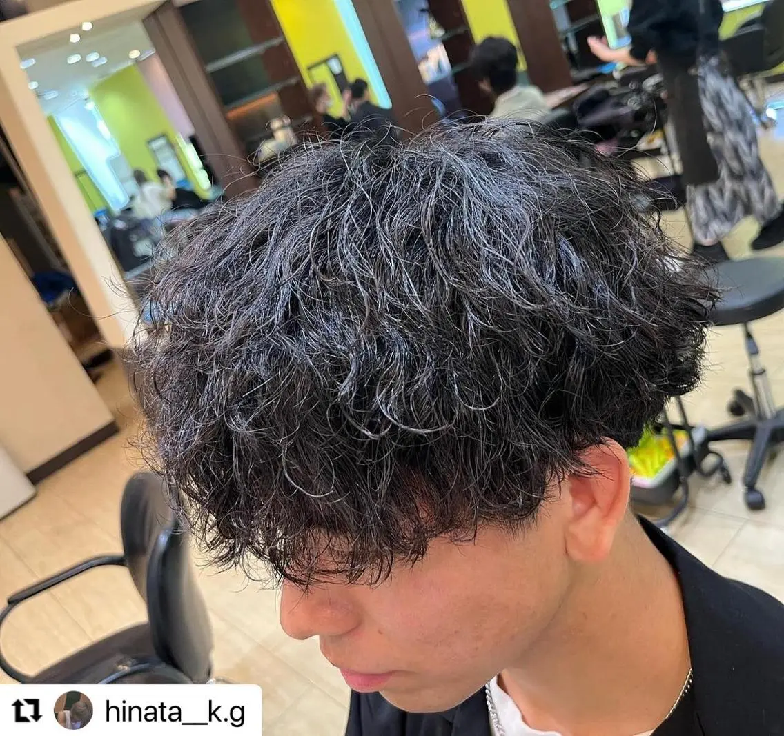 ミディアム カラー メンズ ミディアムパーマ マッシュ メンズパーマ プードルパーマ メンズウルフカット 🩷Eny terrace🩷のヘアスタイル
