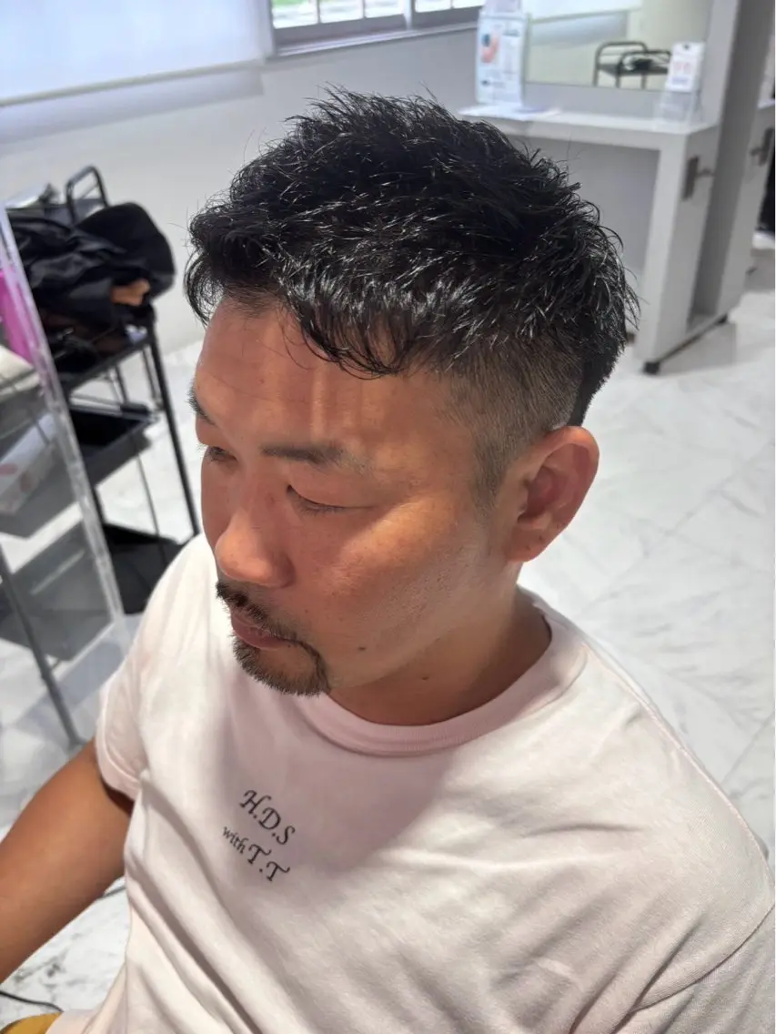 ショート メンズ アップバング ショートヘア カット Bianca伊勢崎 山崎南乃のヘアスタイル
