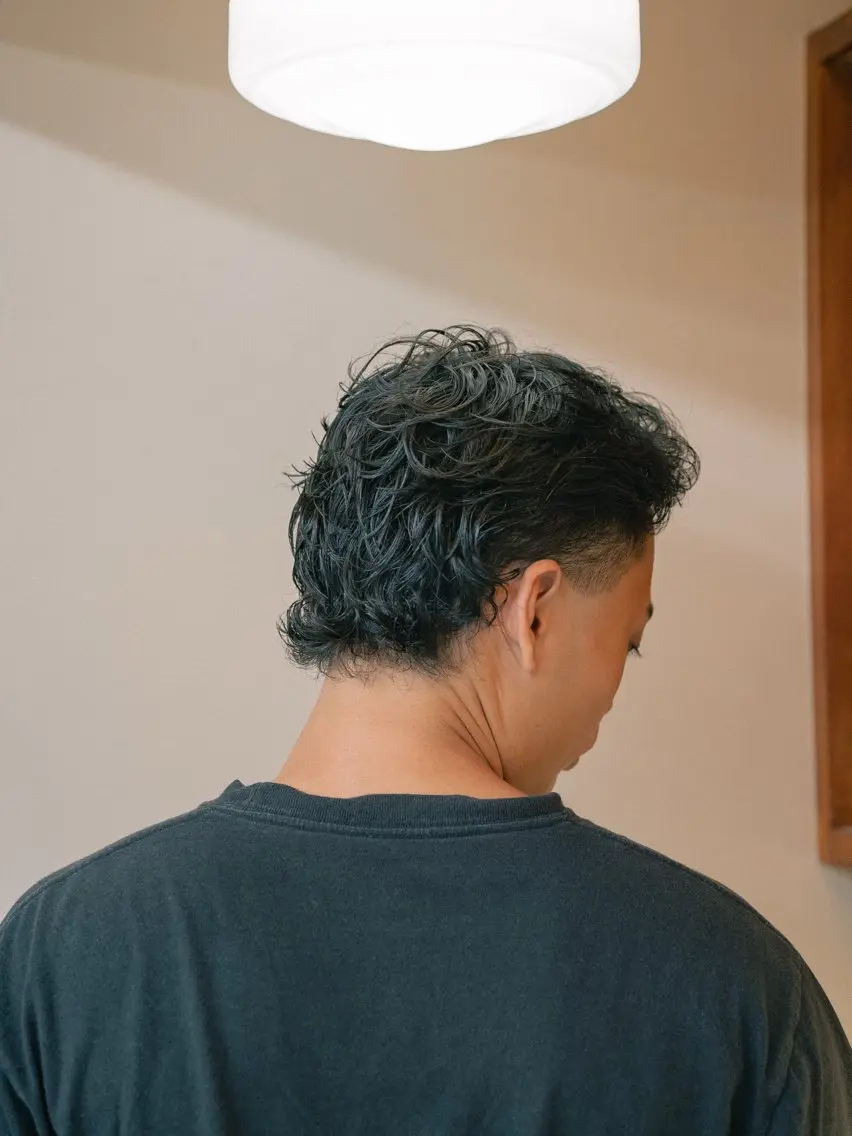 ミディアム カラー パーマ メンズ マレットヘア カット パーマ 🔗メンズサロン🔗 Kieのヘアスタイル