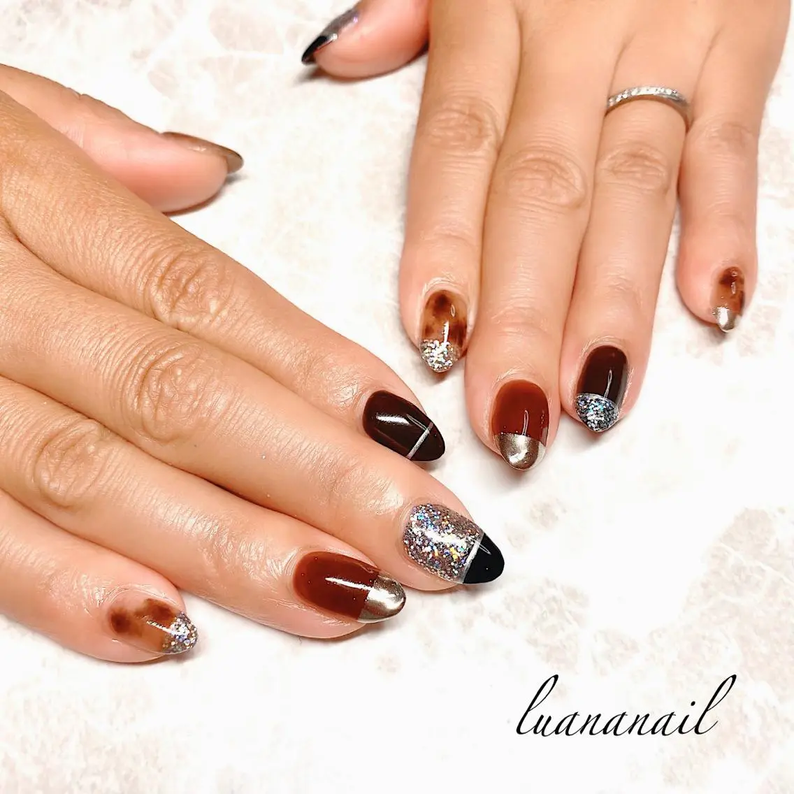 ネイル ラメ(グリッター) ミラーネイル luana nailのネイルデザイン